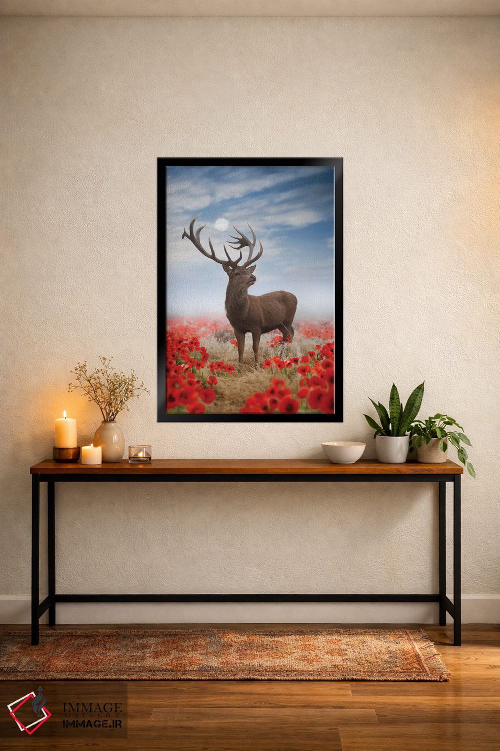 تابلو دکوراتیو گوزن شقایق اثر مکس الیس - D4B