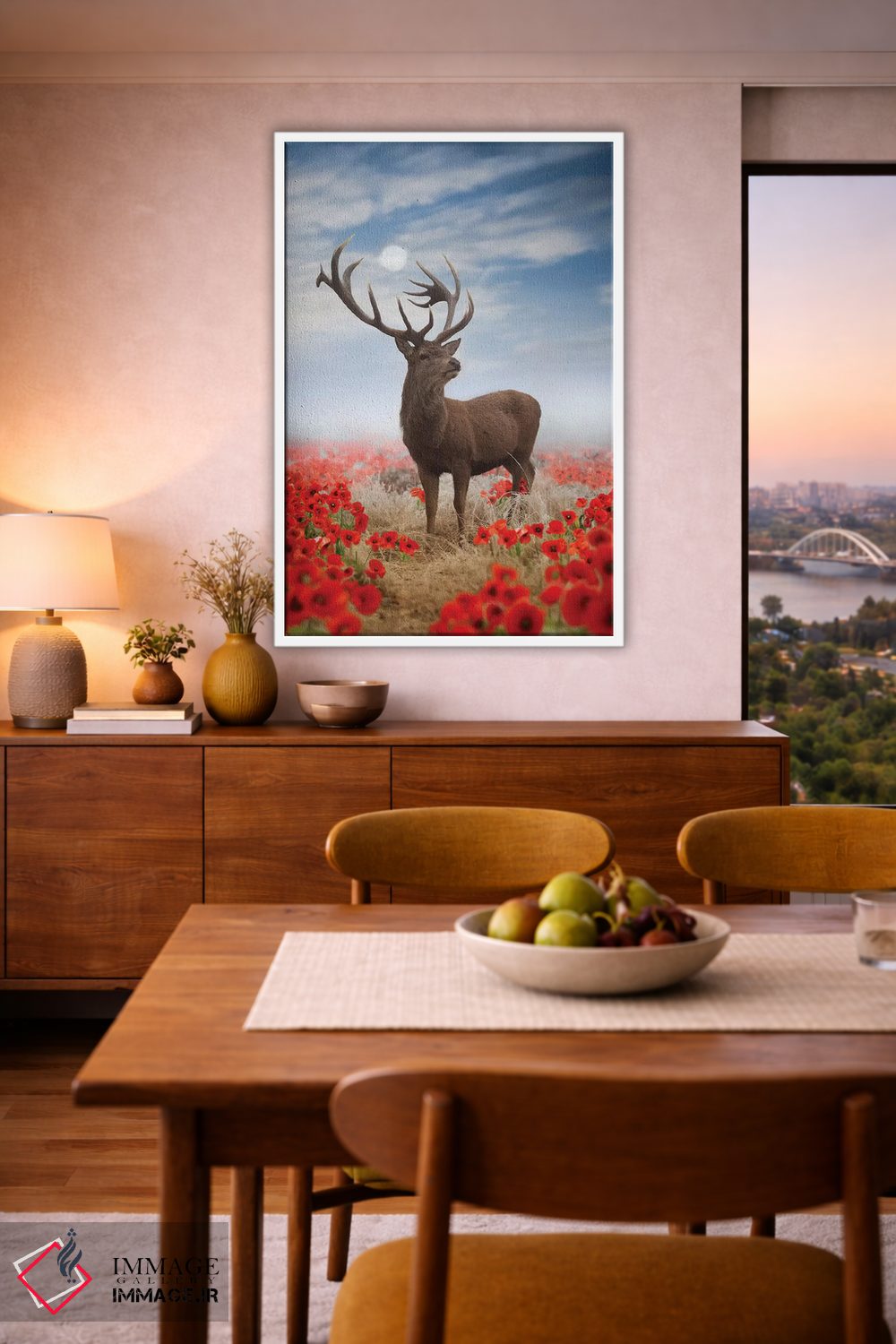 تابلو دکوراتیو گوزن شقایق اثر مکس الیس - D5W