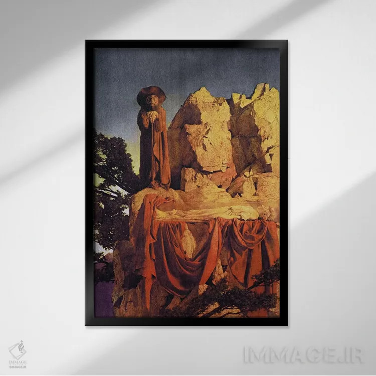 تابلو دکوراتیو برگرفته از داستان سفیدبرفی اثر مکسفیلد پریش - نمای قابدار مشکی