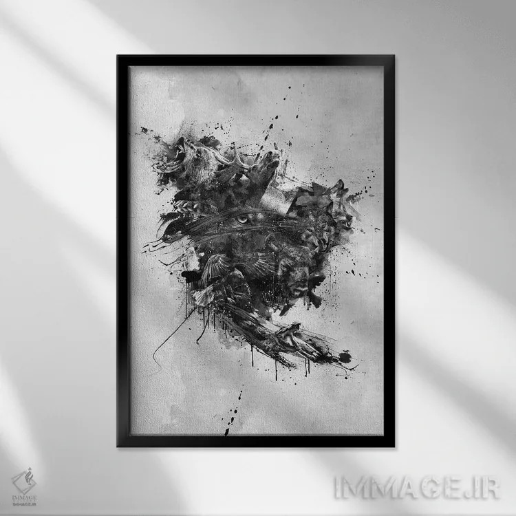 تابلو دکوراتیو آمریکای شمالی وحشی اثر دیه گو تیریگال - نمای قابدار مشکی