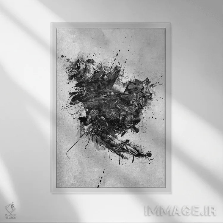 تابلو دکوراتیو آمریکای شمالی وحشی اثر دیه گو تیریگال - نمای قابدار سفید