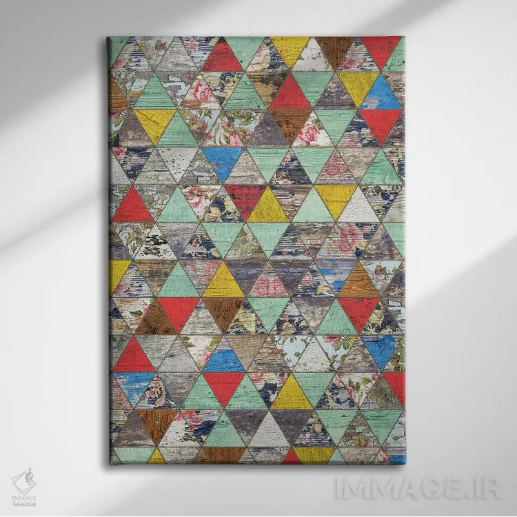 تابلو انتزاعی هندسه روستایی یک اثر دیه گو تیریگال - نمای روبهرو روی دیوار