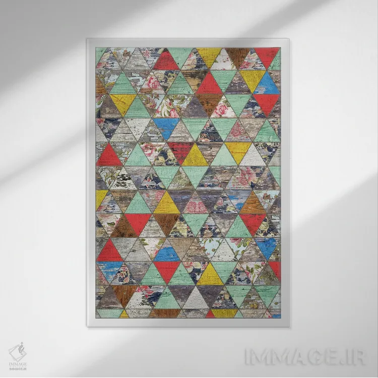 تابلو انتزاعی هندسه روستایی یک اثر دیه گو تیریگال - نمای قابدار سفید