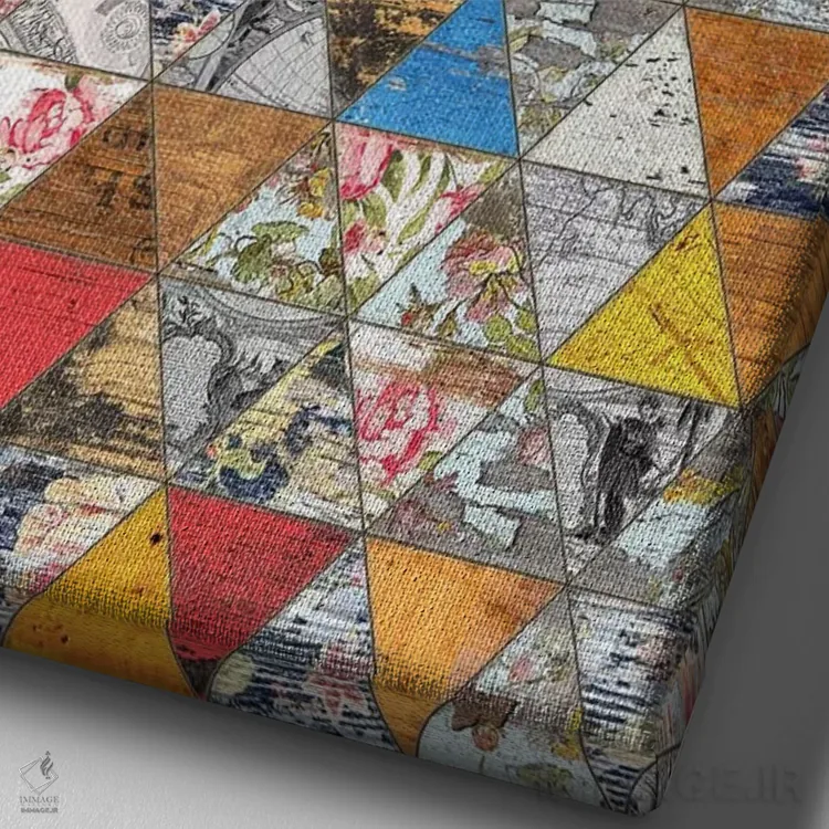 تابلو انتزاعی هندسه روستایی دو اثر دیه گو تیریگال - نمای نزدیک بافت بوم