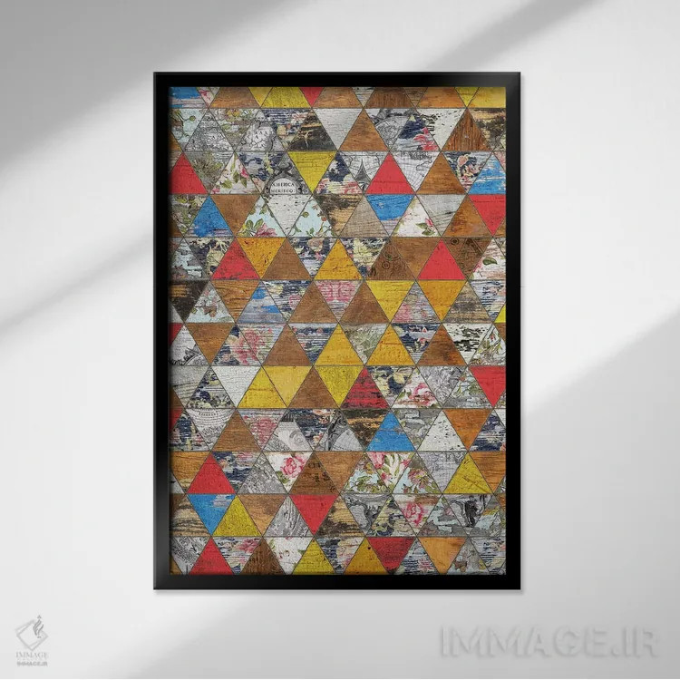 تابلو انتزاعی هندسه روستایی دو اثر دیه گو تیریگال - نمای قابدار مشکی