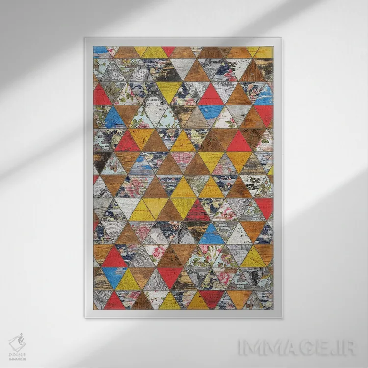تابلو انتزاعی هندسه روستایی دو اثر دیه گو تیریگال - نمای قابدار سفید