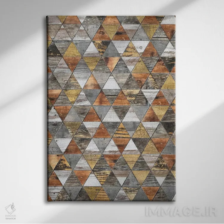تابلو انتزاعی هندسه روستایی سه اثر دیه گو تیریگال - نمای روبهرو روی دیوار