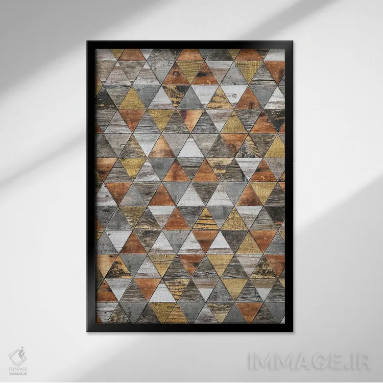 تابلو انتزاعی هندسه روستایی سه اثر دیه گو تیریگال - نمای قابدار مشکی