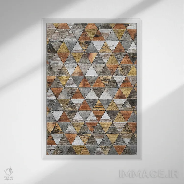 تابلو انتزاعی هندسه روستایی سه اثر دیه گو تیریگال - نمای قابدار سفید