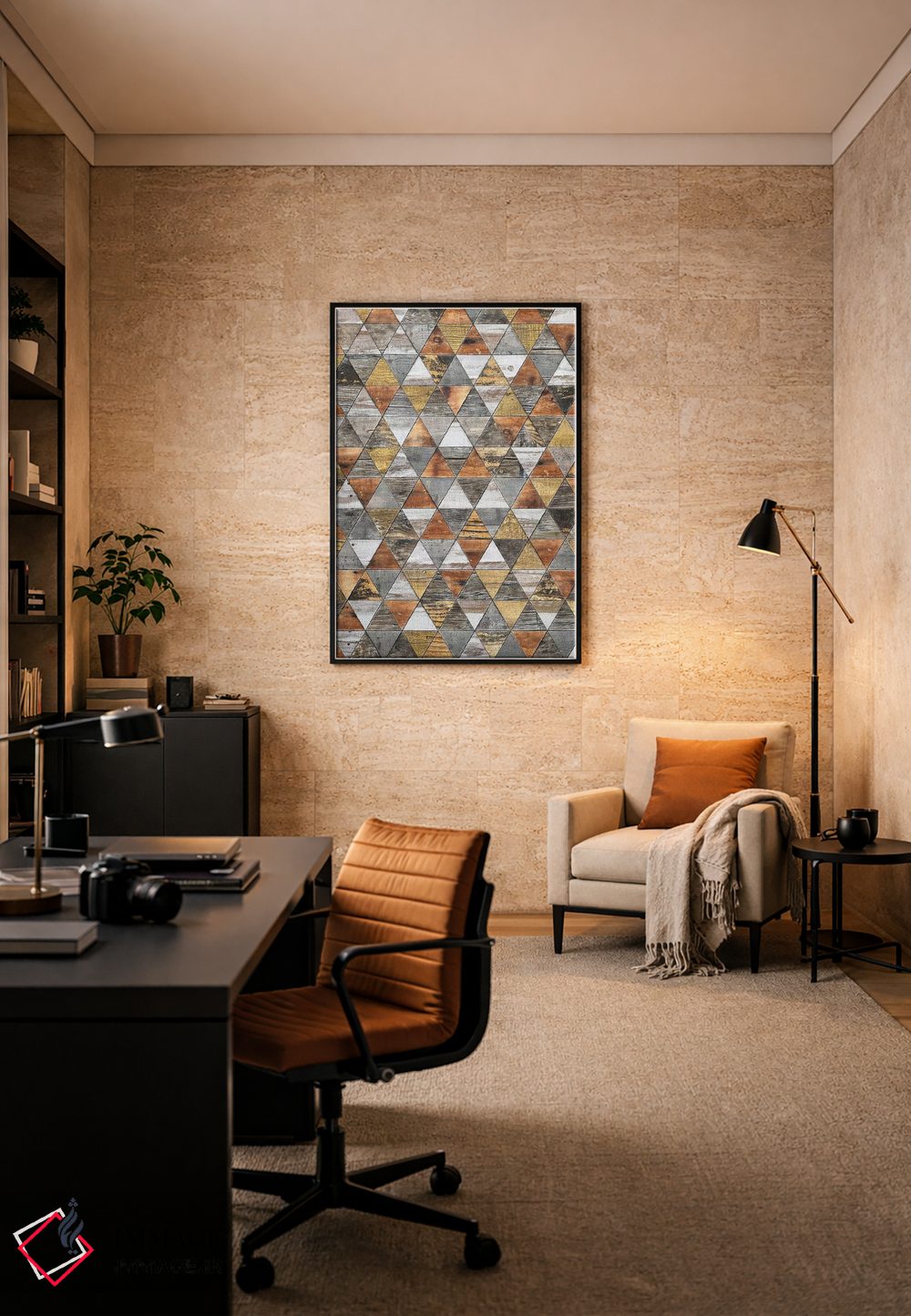 تابلو انتزاعی هندسه روستایی سه اثر دیه گو تیریگال - D6B