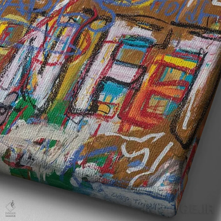 تابلو انتزاعی دست های الماسی اثر دیه گو تیریگال - نمای نزدیک بافت بوم