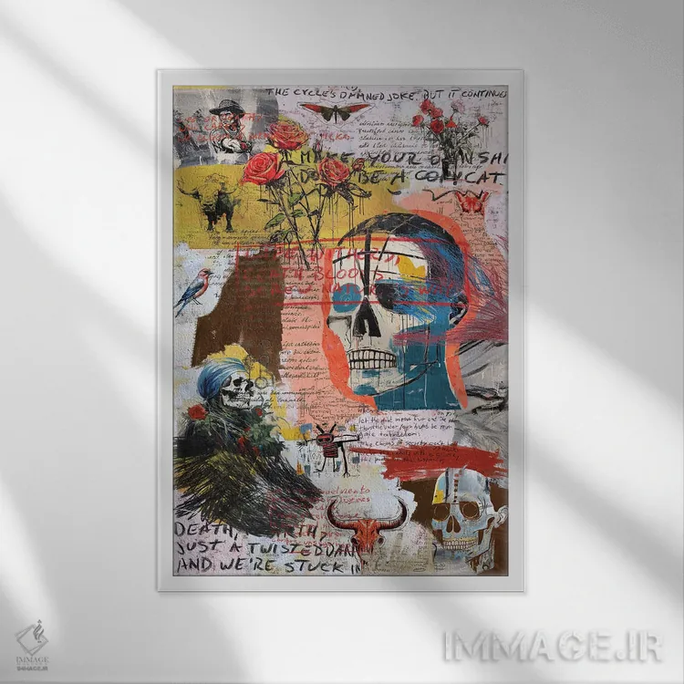 تابلو انتزاعی یاد مرگ اثر دیه گو تیریگال - نمای قابدار سفید