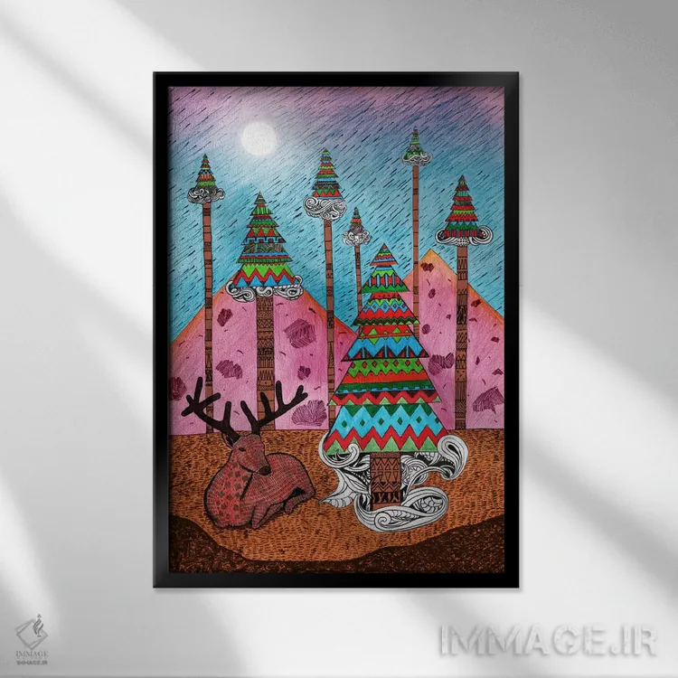 تابلو دکوراتیو لحظه ای از کریسمس اثر دیه گو تیریگال - نمای قابدار مشکی