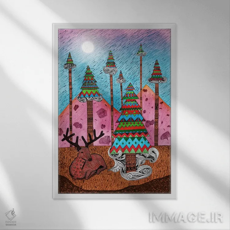 تابلو دکوراتیو لحظه ای از کریسمس اثر دیه گو تیریگال - نمای قابدار سفید