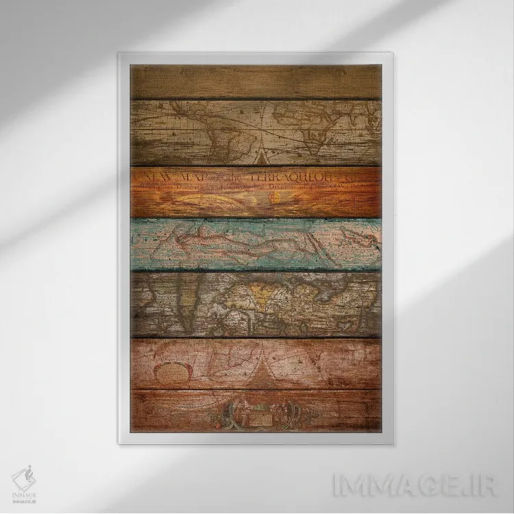 تابلو انتزاعی نقشه ها اثر دیه گو تیریگال - نمای قابدار سفید