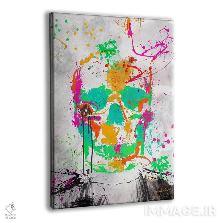 تابلو دکوراتیو جمجمه با رنگ مرده شماره ۲ اثر دیه گو تیریگال - نمای پرسپکتیو محصول