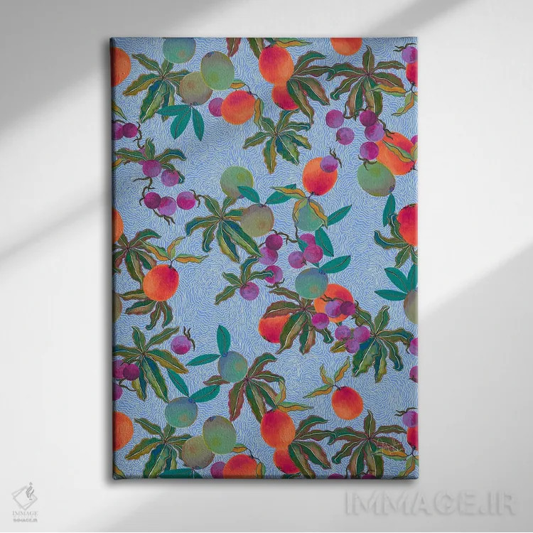 تابلو دکوراتیو میوه های خاص با خطوط موج دار اثر مریلین مدو - نمای روبهرو روی دیوار