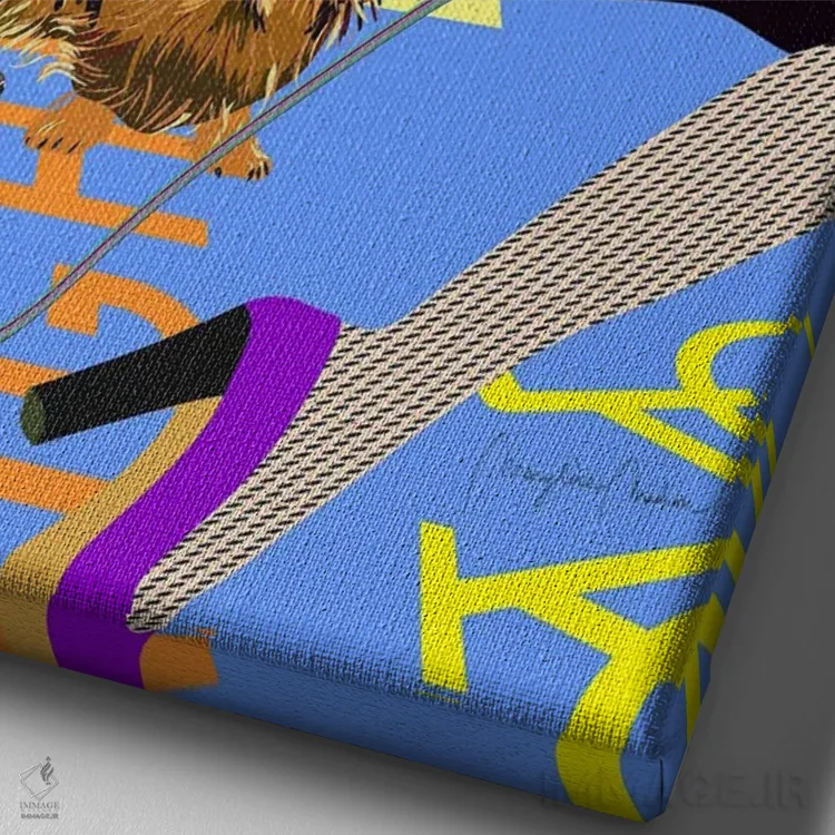 تابلو دکوراتیو دختران مد و سگ های داشهوندشان در عبور خیابان اثر مریلین مدو - نمای نزدیک بافت بوم