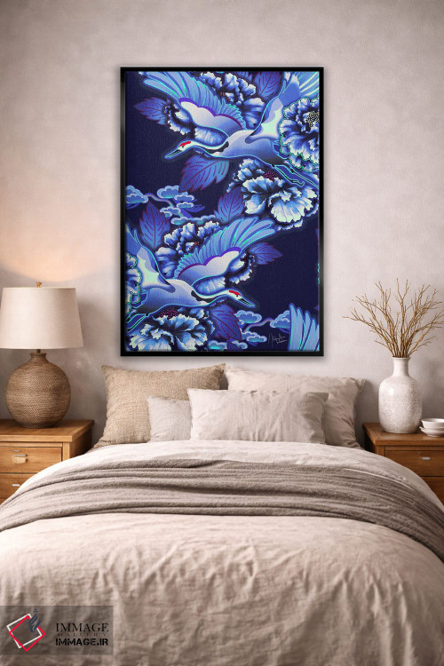 تابلو دکوراتیو درناهای ژاپنی نیلی اثر مریلین مدو - D2B
