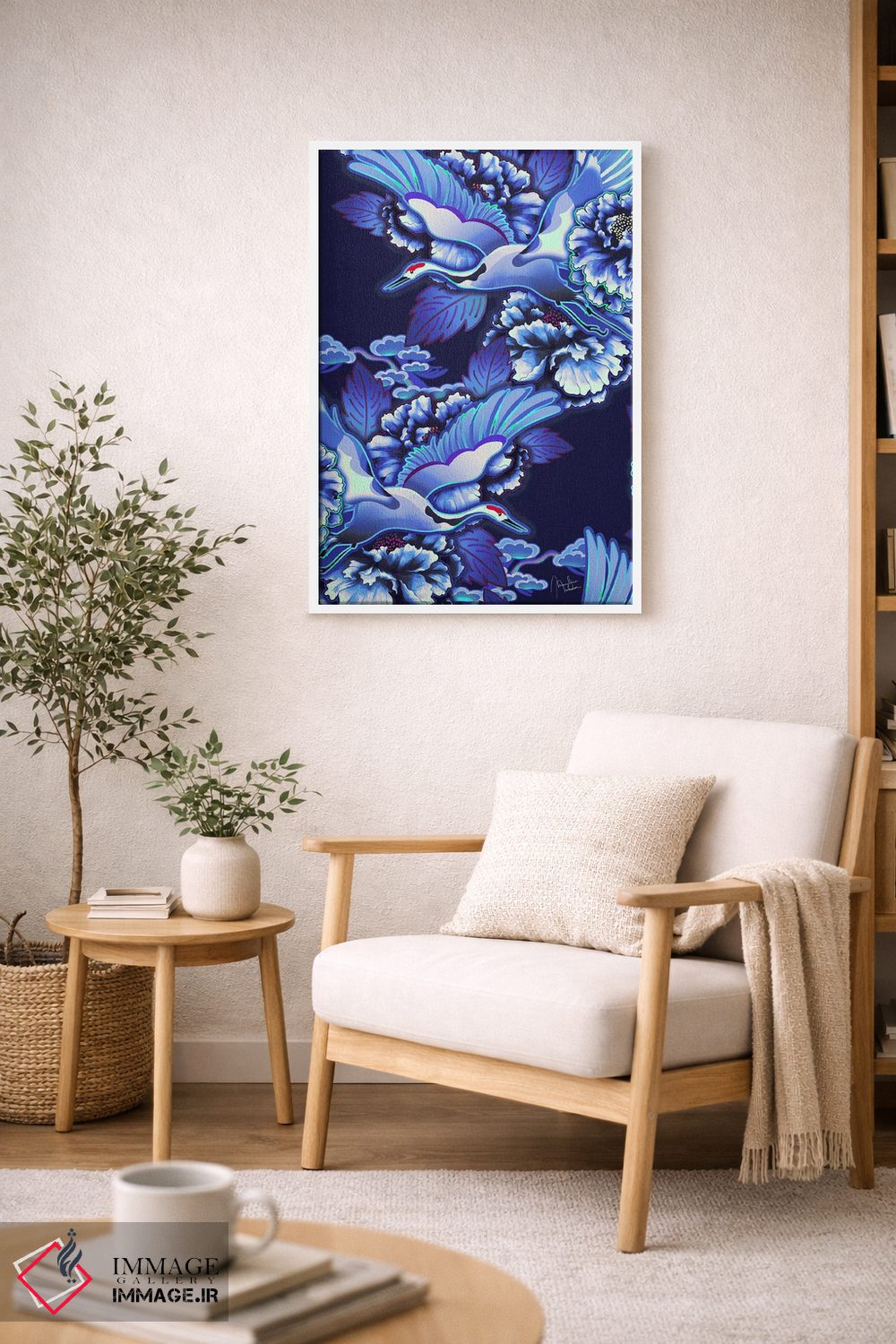 تابلو دکوراتیو درناهای ژاپنی نیلی اثر مریلین مدو - D5W