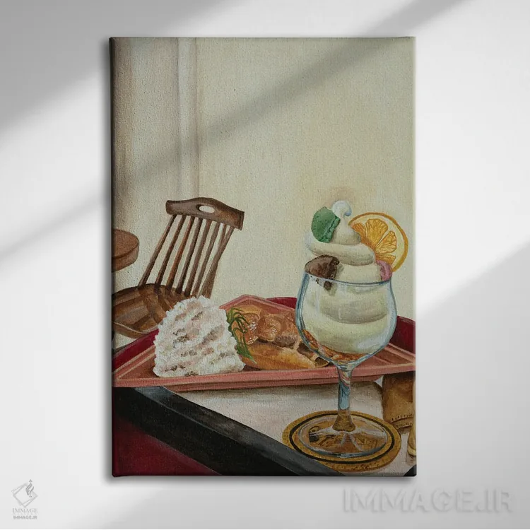 تابلو دکوراتیو سفید شیرین اثر آن میونگ هیون - نمای روبهرو روی دیوار