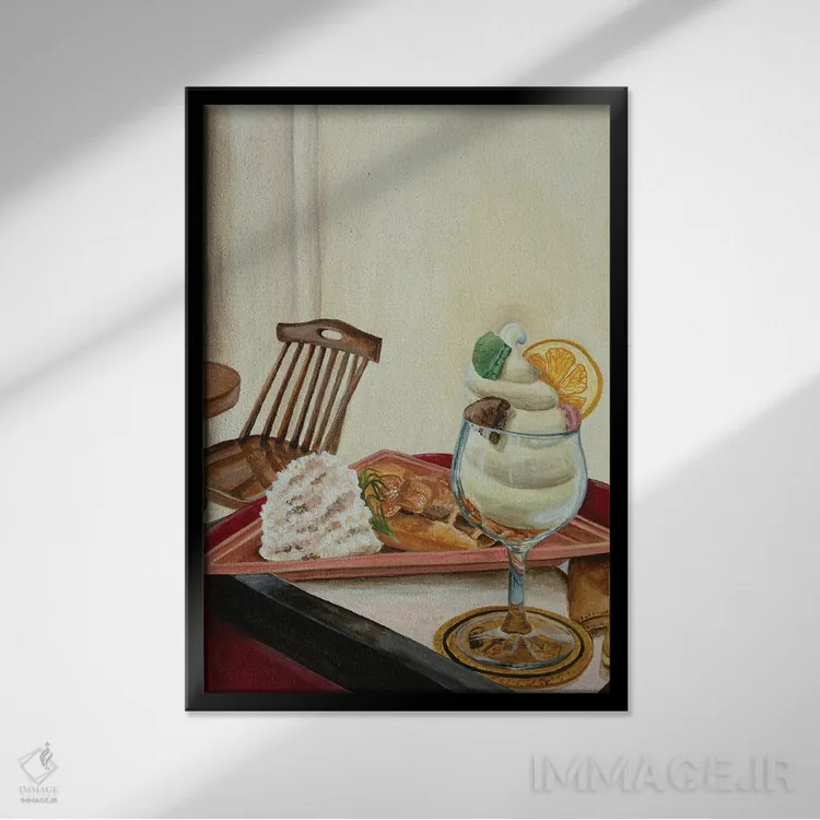 تابلو دکوراتیو سفید شیرین اثر آن میونگ هیون - نمای قابدار مشکی