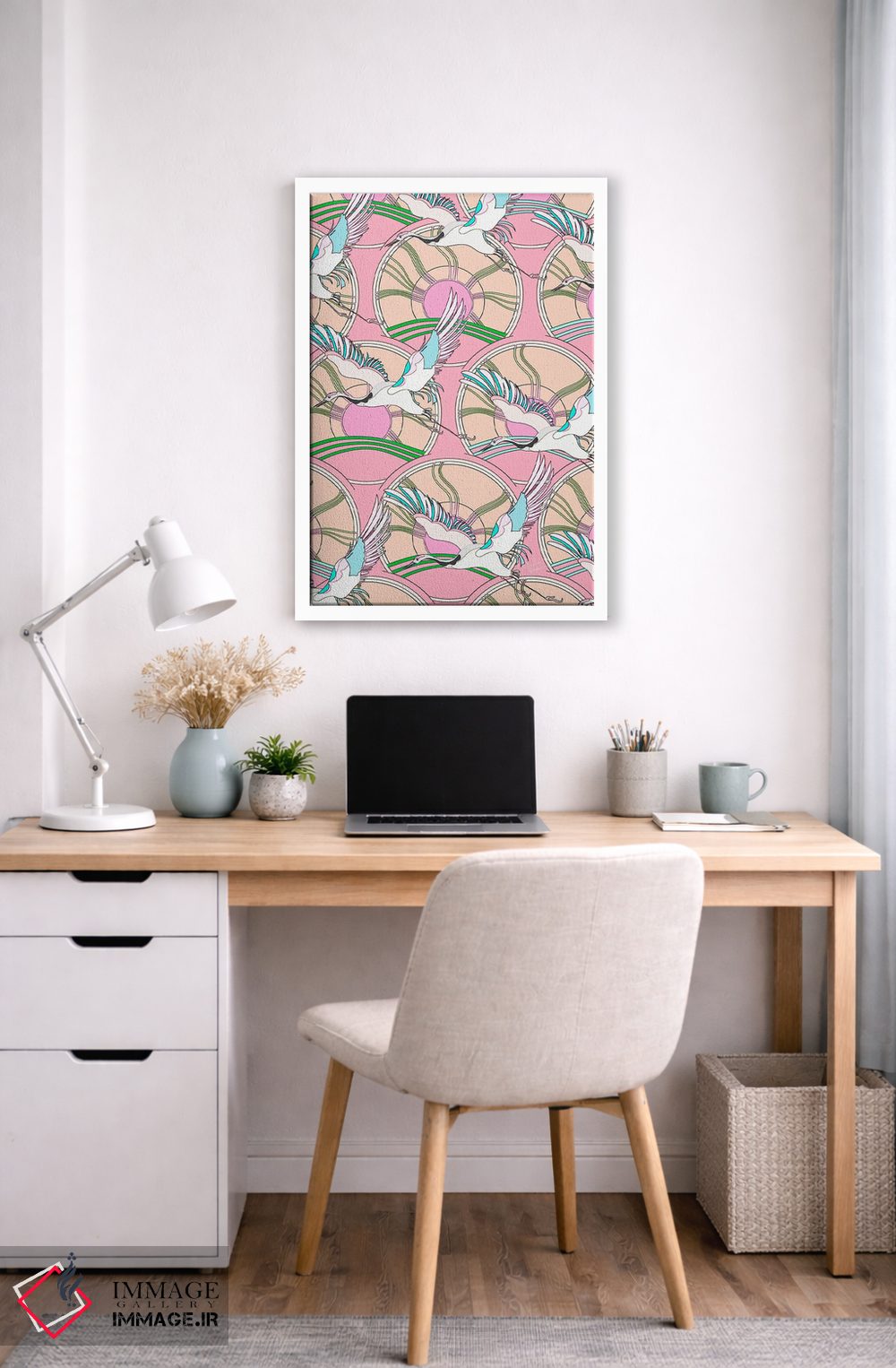 تابلو دکوراتیو طرح پرنده درنای ژاپنی اثر مریلین مدو - D5W