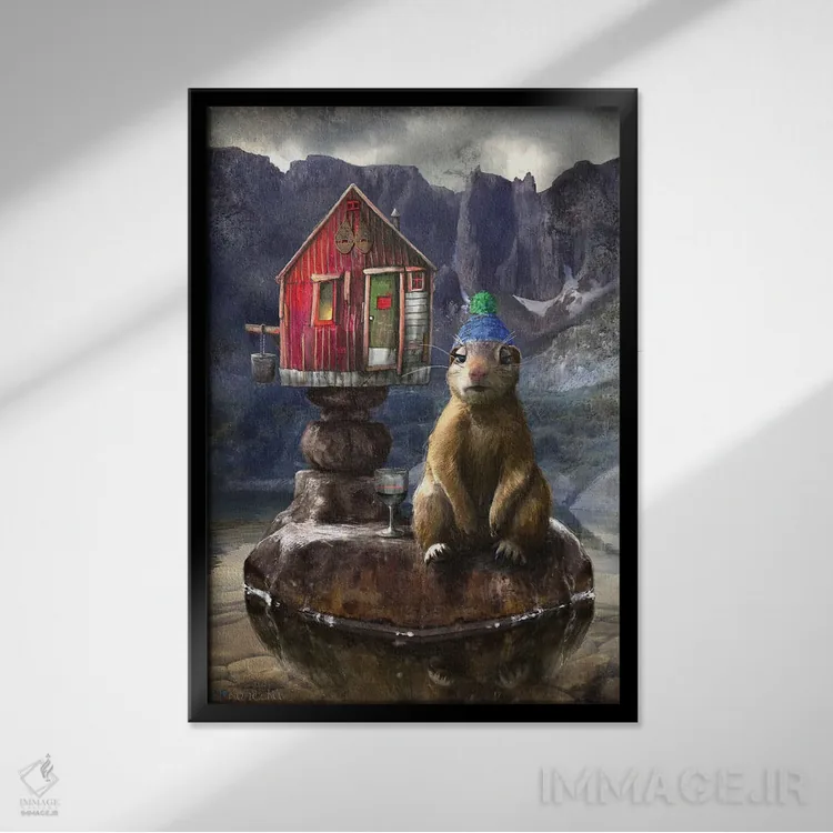 تابلو دکوراتیو پرتره ای از آخرین گوفر اثر ماتیلدا کونه کا - نمای قابدار مشکی