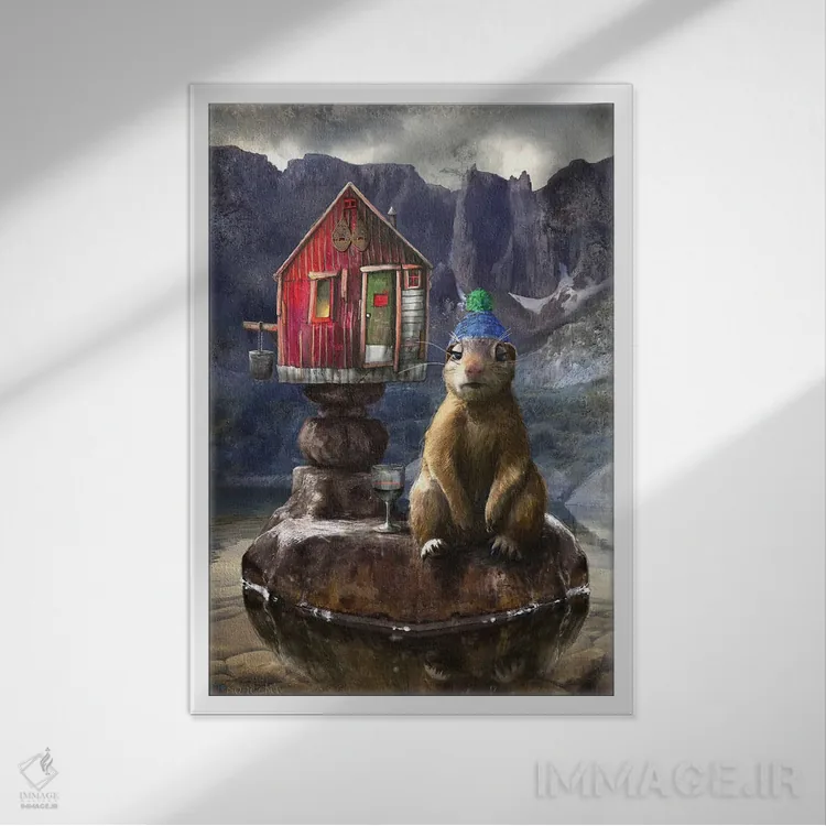 تابلو دکوراتیو پرتره ای از آخرین گوفر اثر ماتیلدا کونه کا - نمای قابدار سفید