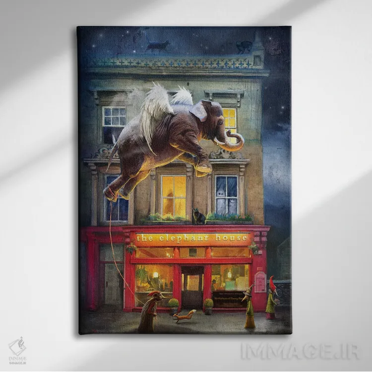 تابلو دکوراتیو خانه فیل اثر ماتیلدا کونه کا - نمای روبهرو روی دیوار