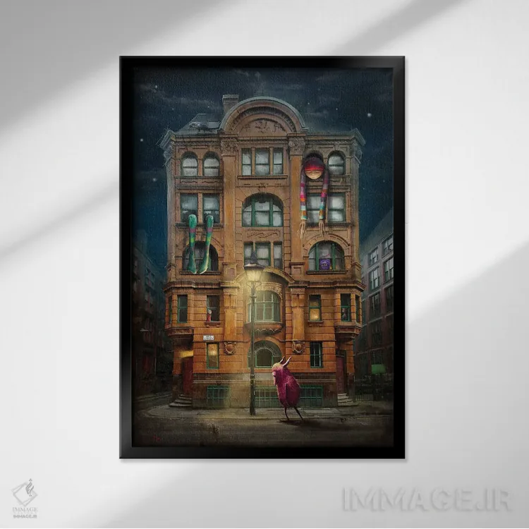 تابلو دکوراتیو کابوس در خیابان دیل اثر ماتیلدا کونه کا - نمای قابدار مشکی