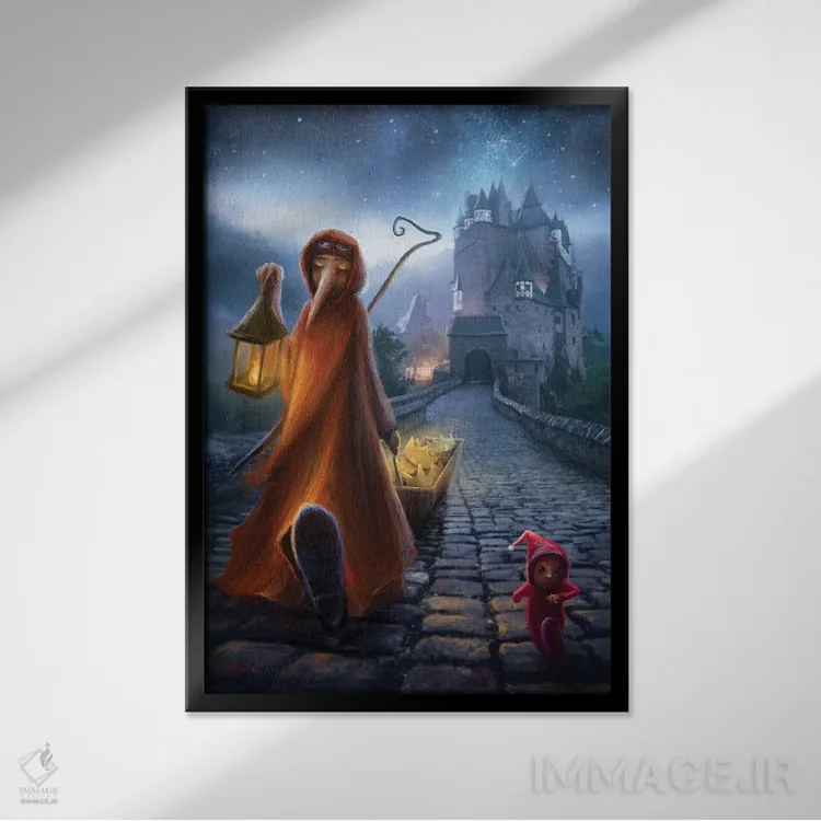 تابلو دکوراتیو جمع کننده تاج اثر ماتیلدا کونه کا - نمای قابدار مشکی