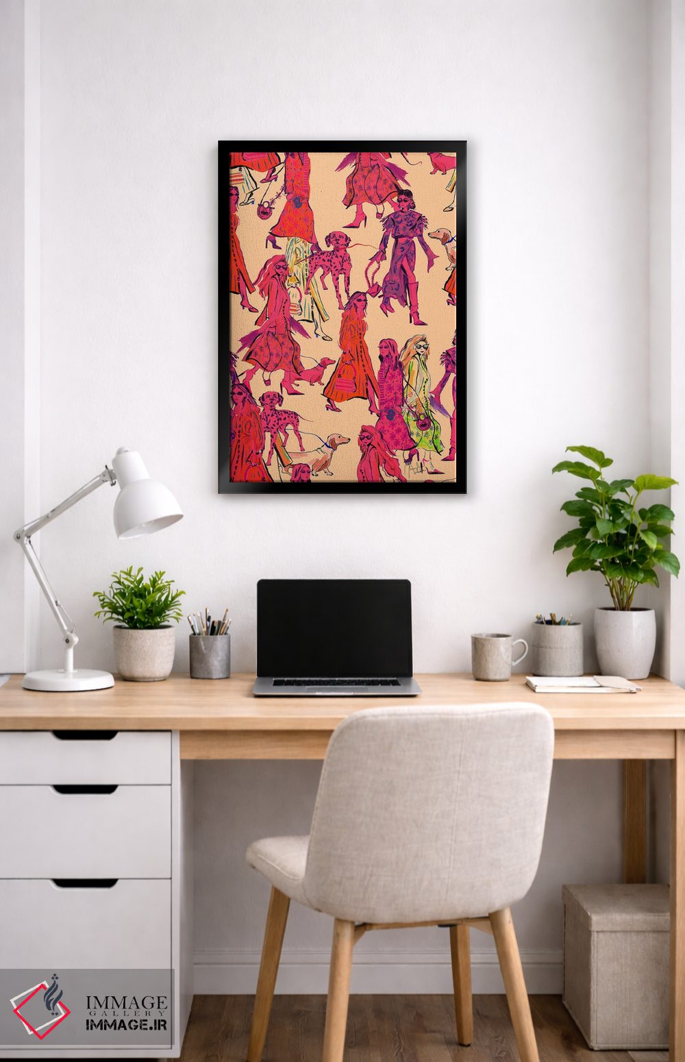 تابلو دکوراتیو سگ ها و دختران با استایل خیابانی اثر مریلین مدو - D6B