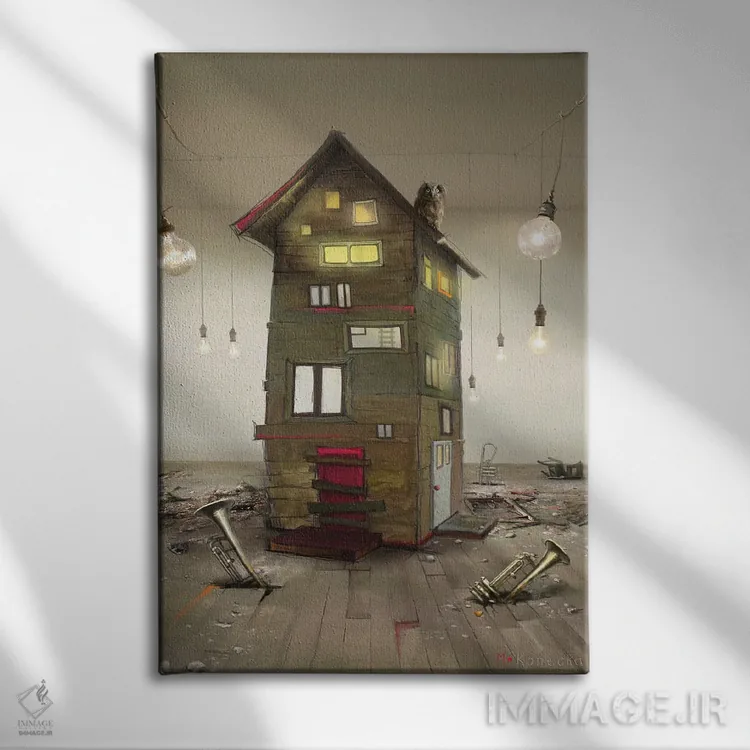 تابلو دکوراتیو کارخانه لامپ اثر ماتیلدا کونه کا - نمای روبهرو روی دیوار