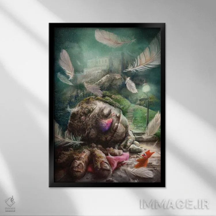 تابلو دکوراتیو هیولای خواب آلود اثر ماتیلدا کونه کا - نمای قابدار مشکی