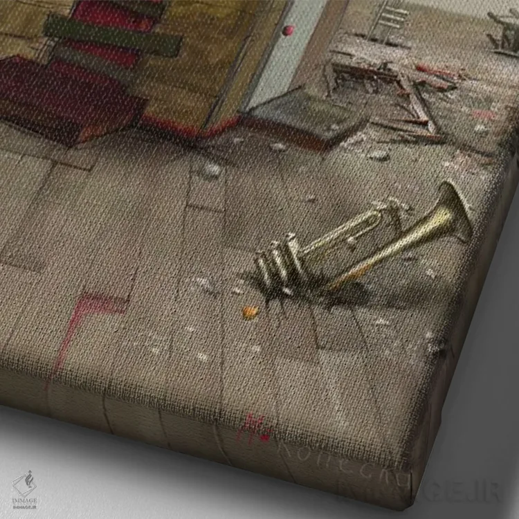 تابلو دکوراتیو کارخانه لامپ اثر ماتیلدا کونه کا - نمای نزدیک بافت بوم