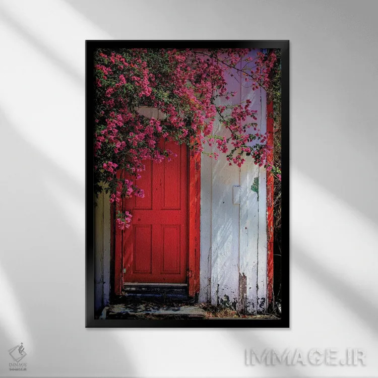 تابلو دکوراتیو در قرمز اثر باور مایو - نمای قابدار مشکی