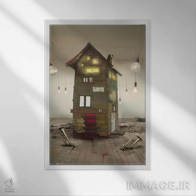 تابلو دکوراتیو کارخانه لامپ اثر ماتیلدا کونه کا - نمای قابدار سفید