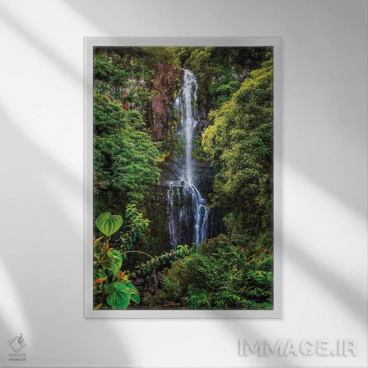 تابلو دکوراتیو Maui,آبشار وایلوآ، مائویی اثر شین مایرز - نمای قابدار سفید