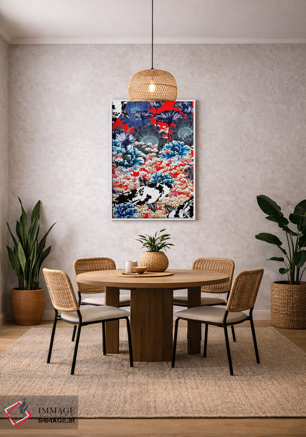 تابلو دکوراتیو کوزه چینی و ماهی کوی اثر مریلین مدو - D2W