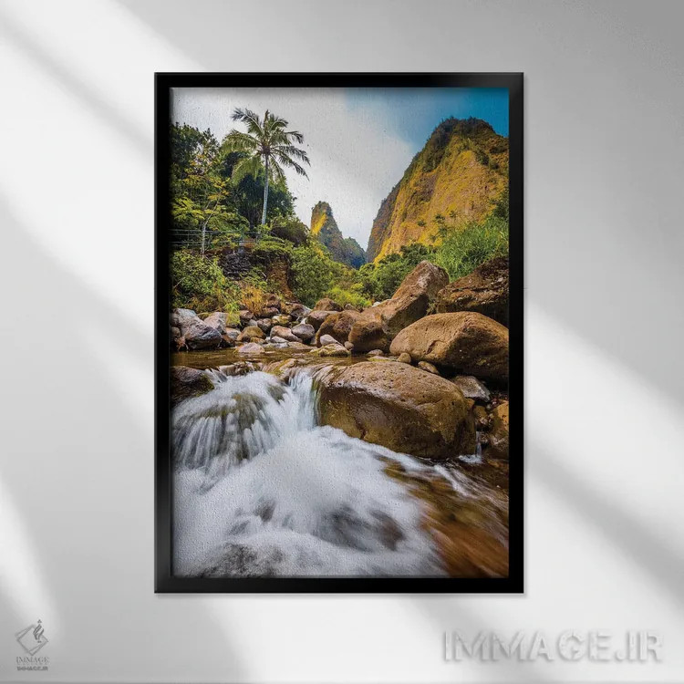 تابلو دکوراتیو سوزن ایائو اثر شین مایرز - نمای قابدار مشکی