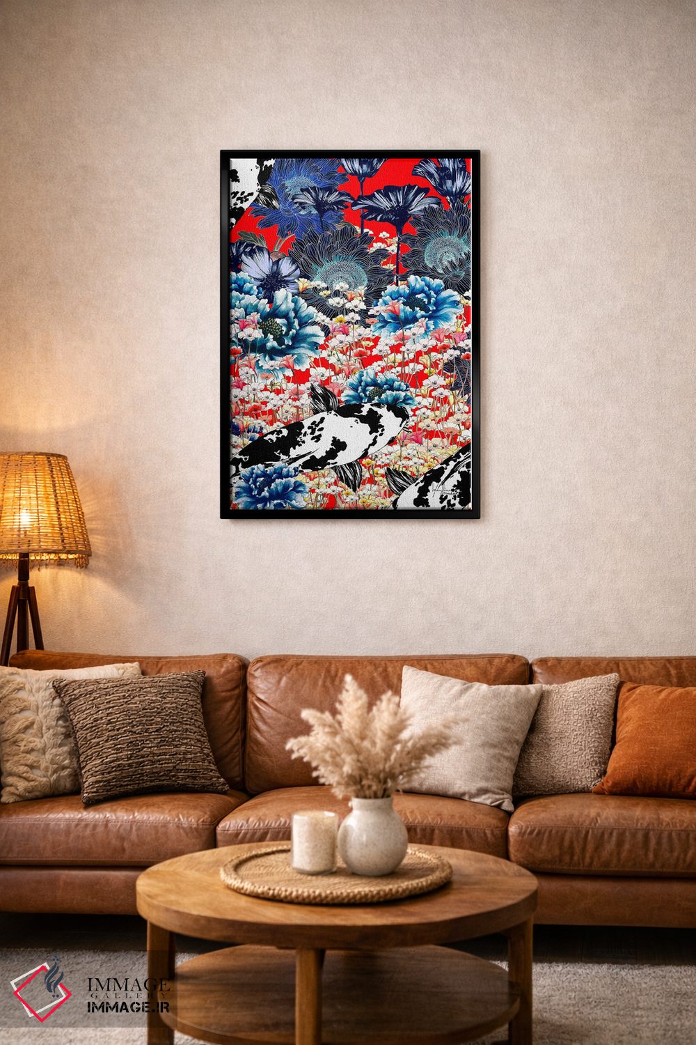 تابلو دکوراتیو کوزه چینی و ماهی کوی اثر مریلین مدو - D5B