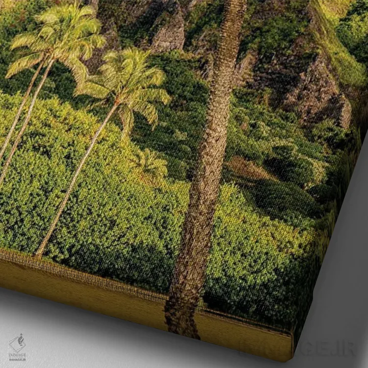 تابلو دکوراتیو تزئین با روبان براق اثر شین مایرز - نمای نزدیک بافت بوم