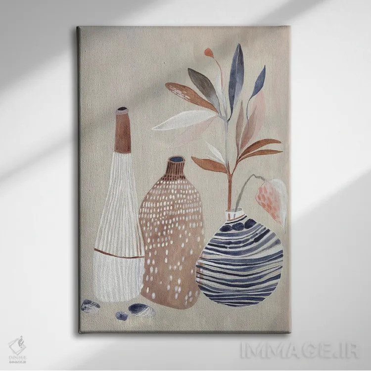 تابلو انتزاعی گلدان تابستانی II اثر مایا وودز - نمای روبهرو روی دیوار