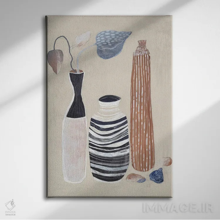 تابلو انتزاعی گلدان تابستانی I اثر مایا وودز - نمای روبهرو روی دیوار