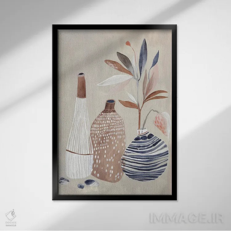 تابلو انتزاعی گلدان تابستانی II اثر مایا وودز - نمای قابدار مشکی