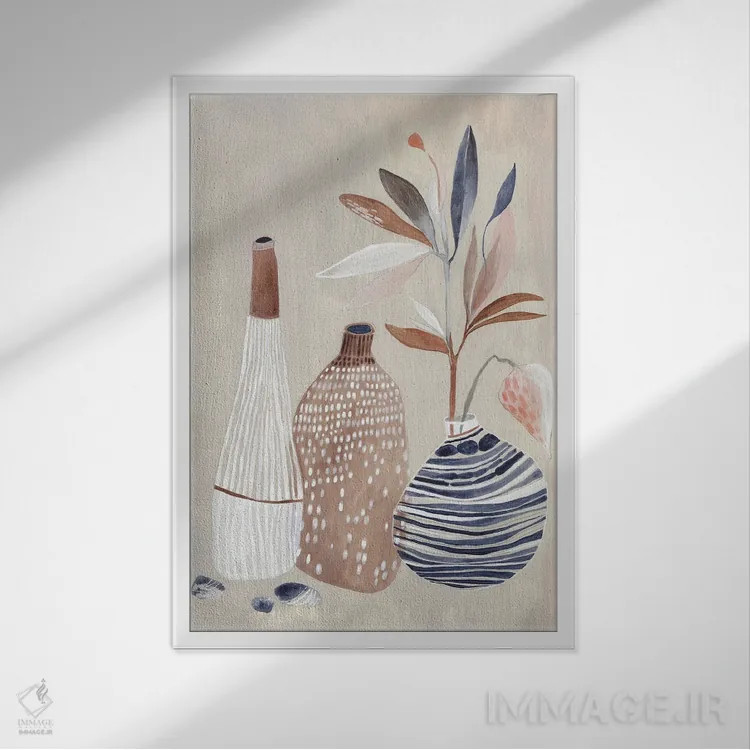 تابلو انتزاعی گلدان تابستانی II اثر مایا وودز - نمای قابدار سفید