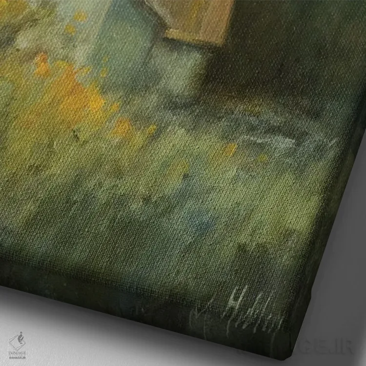 تابلو دکوراتیو شکوفه زودرس اثر مری هابلی - نمای نزدیک بافت بوم