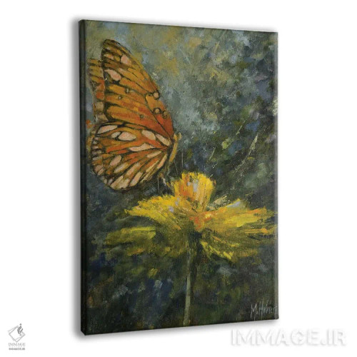تابلو مدرن پروانه نارنگی اثر مری هابلی - نمای پرسپکتیو محصول