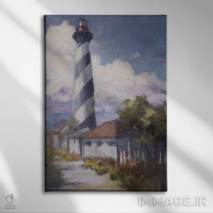 تابلو دکوراتیو طلوع فانوس دریایی اثر مری هابلی - نمای روبهرو روی دیوار